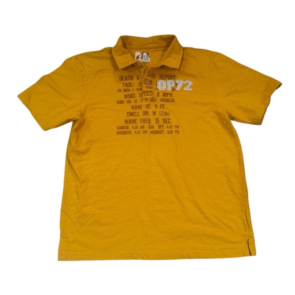 Ocean Pacific OP mustard yellow quarter button cotton collared polo shirt, XL.